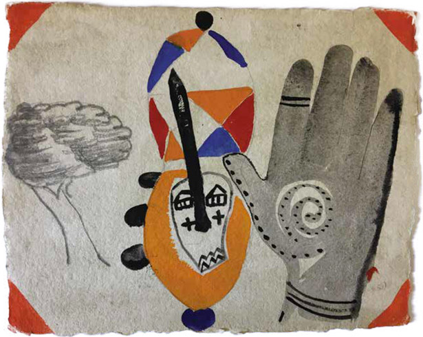 Ouattara Watts, UNTITLED, undated mixed media on paper, 25x32 cm, Pavilion of Ivory Coast, 57th Venice Biennale.